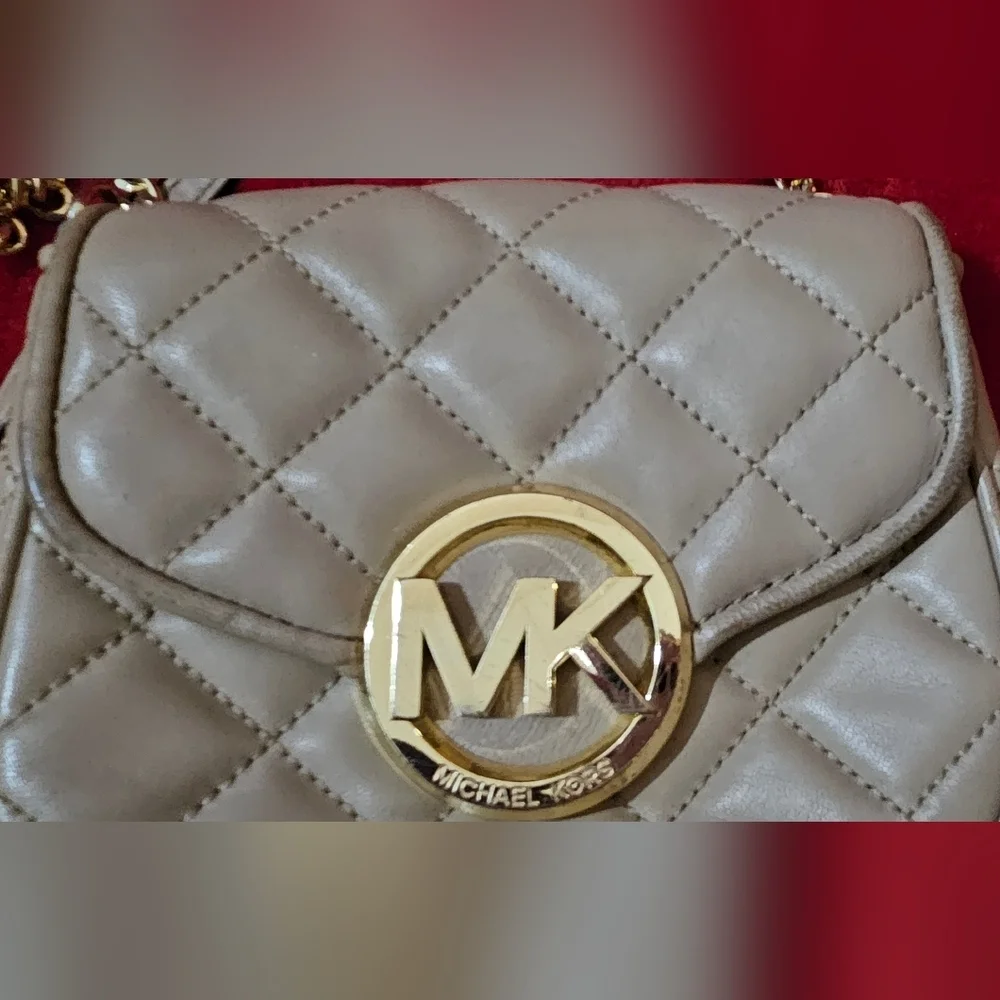Michael Kors Mini Quilted Tan Crossbody Bag